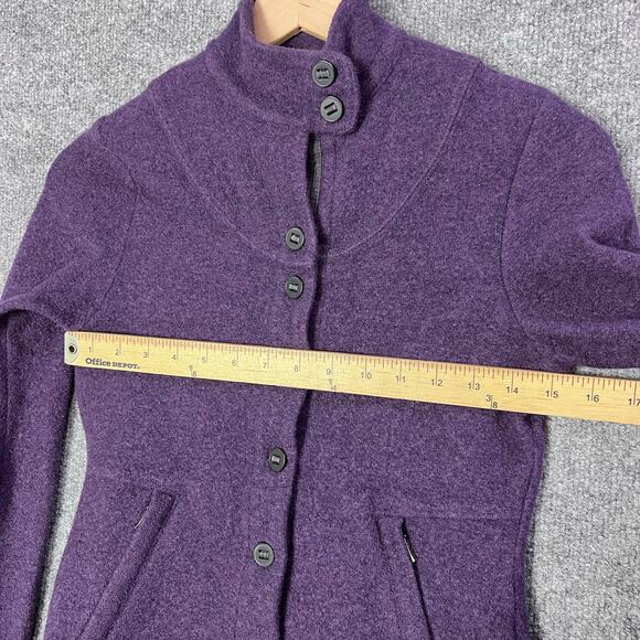 Ibex Womens Size S Carrie Merino Wool Button Up Jacket Mock Neck Purple - Picture 6 of 10